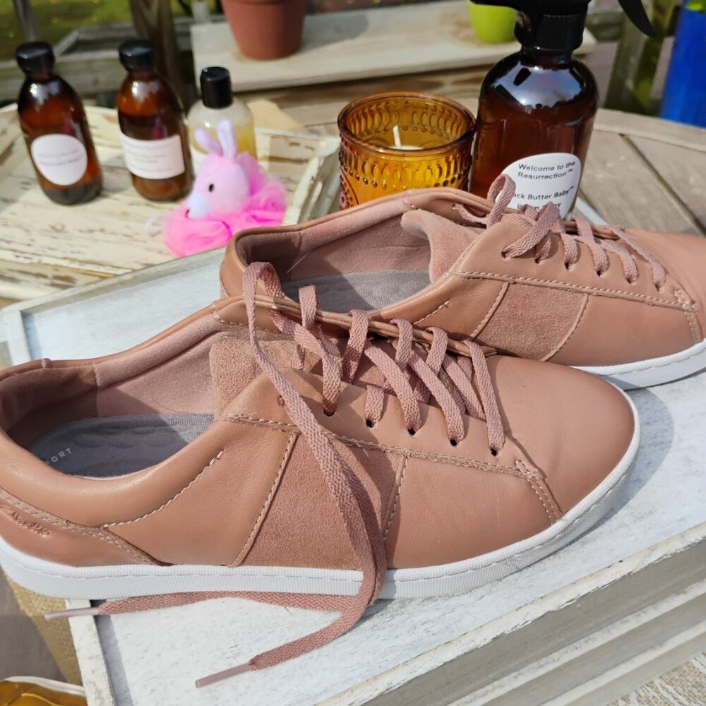 Clarks Collection Leather Sneakers – Rose Pink – Ultimate Comfort Cushion Feel – - Picture 5 of 5